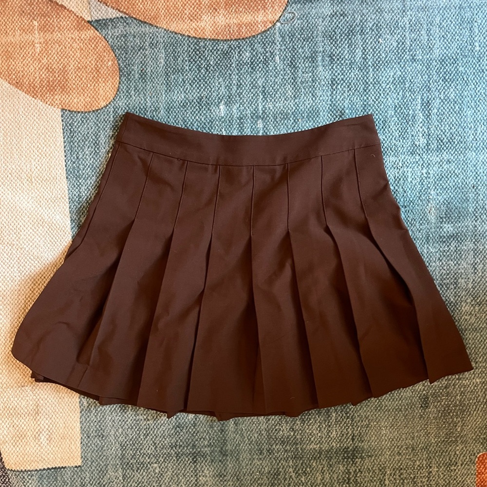 Aritzia Sunday Best Brown Pleated Mini Skirt